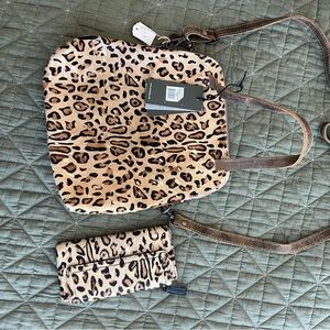 Brown Leopard Print Shoulder Bag Set